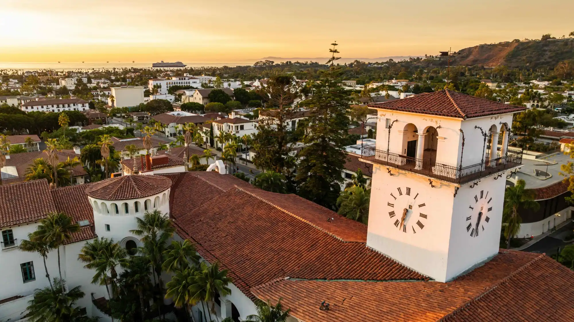 overview of old buildings in Santa Barbara