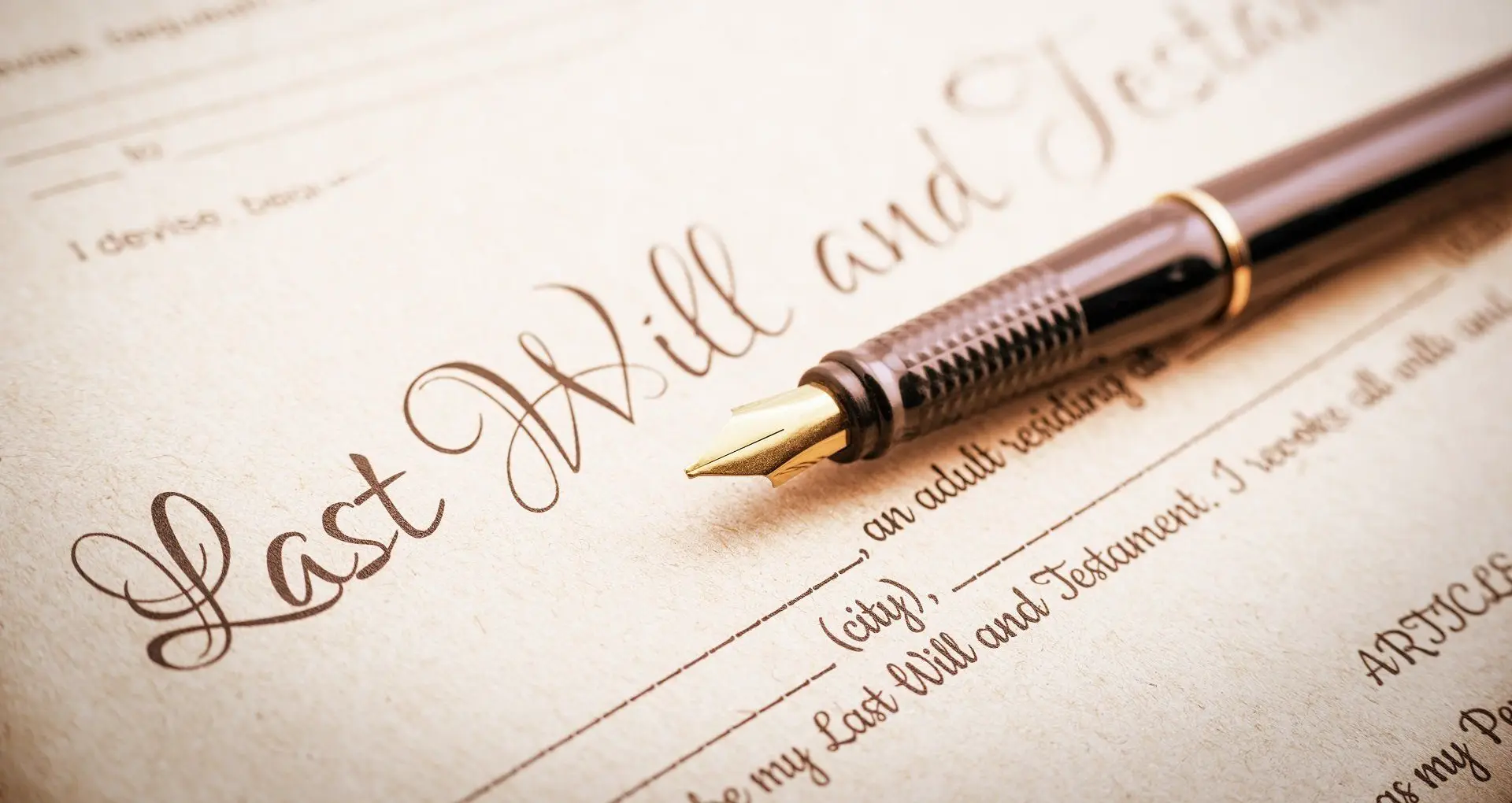 last will and testament on fancy paper with a calligraphy pen